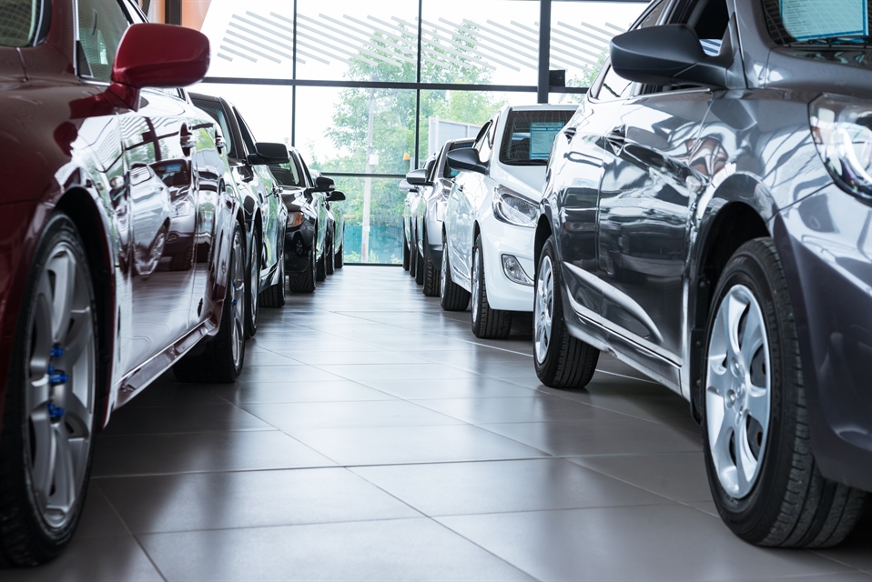 Fleet of clean and shiny cars in showroom ready to be hired or leased